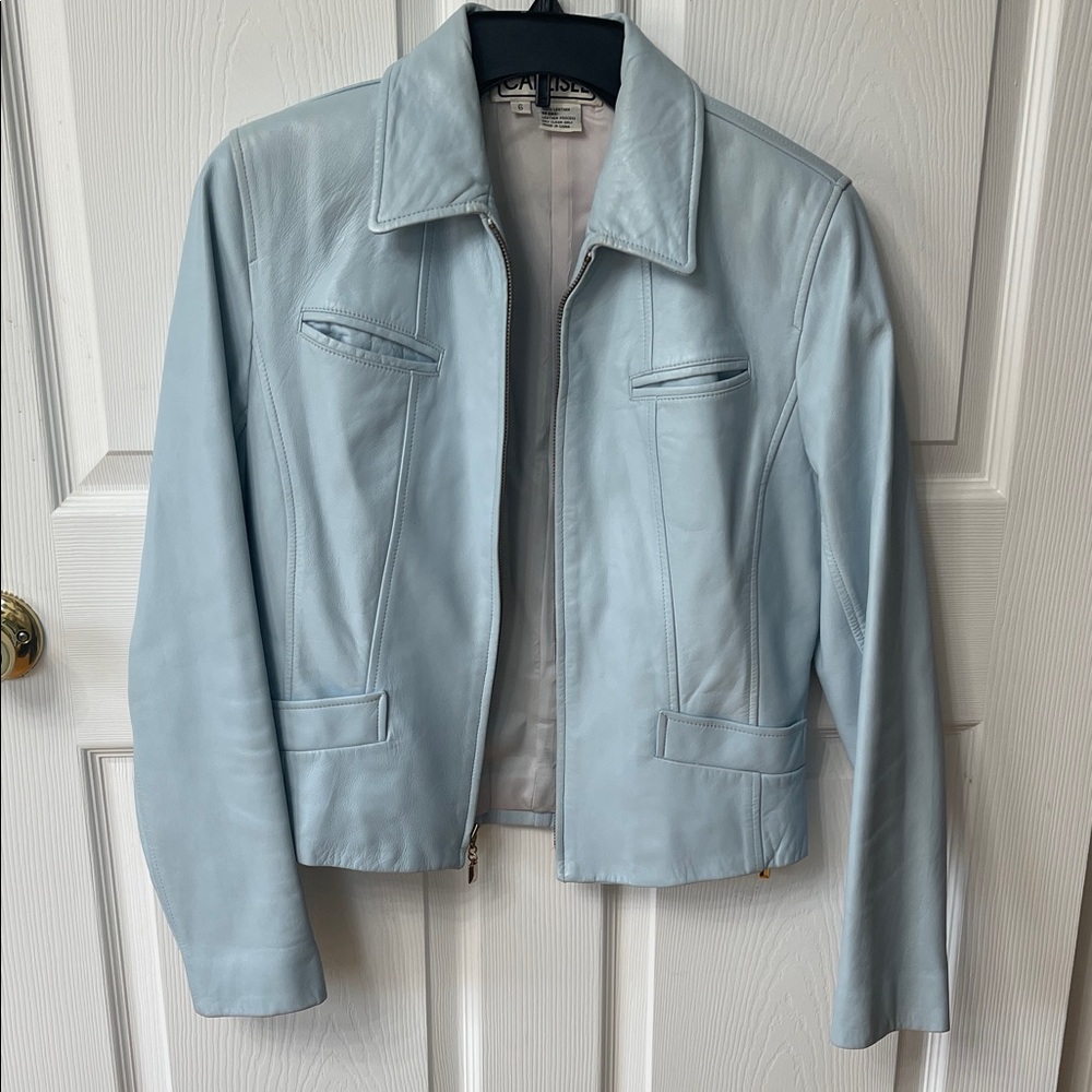Carlisle Sky Blue Leather Jacket